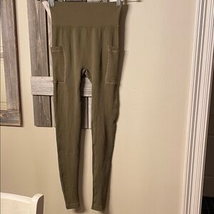 Olive Green High-Waisted Leggings